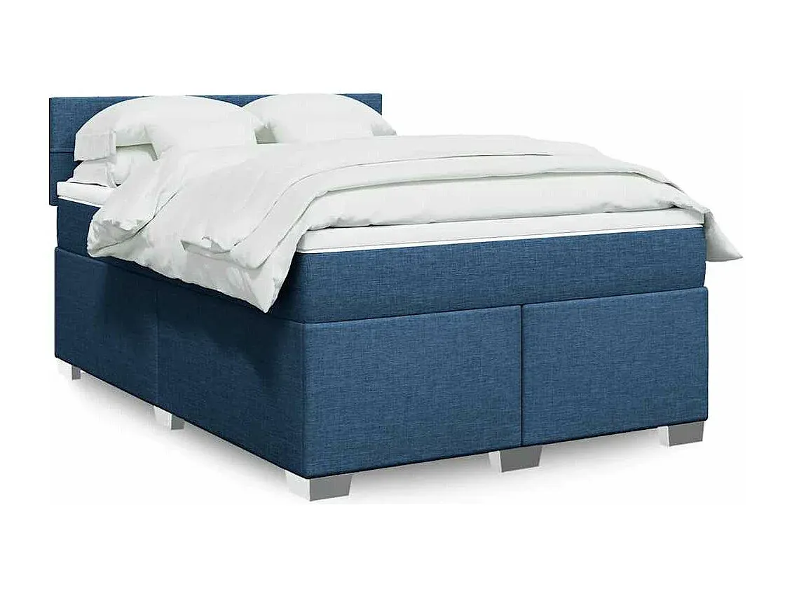 Komfortables Boxspringbett mit Matratze 140x190 cm, Blau