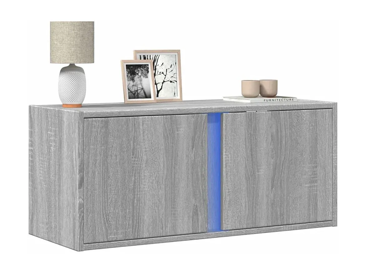 Hängeschrank für Fernseher mit LED-Licht, Sonoma Eiche