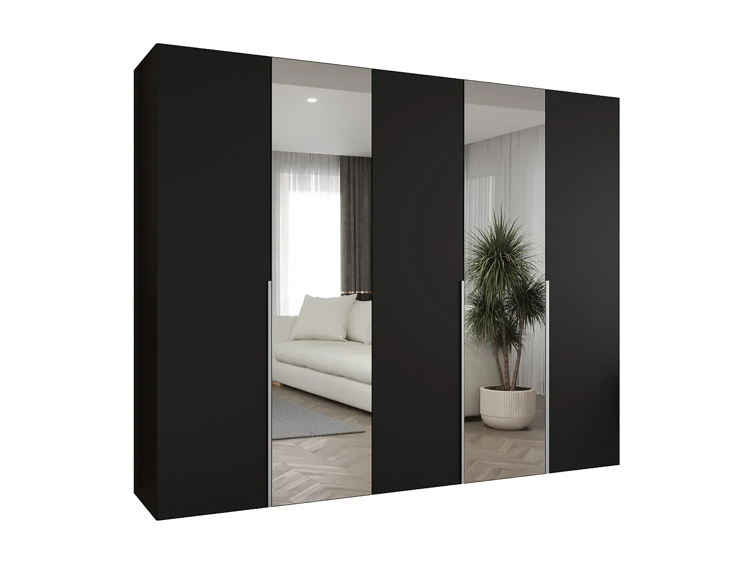 Großer Kleiderschrank mit Drehflügeltüren in Schwarz und Kaschmir