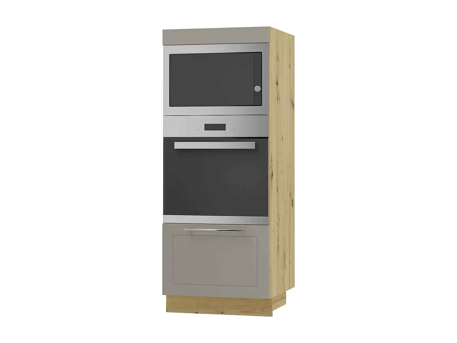 Hochschrank für Backofen in Beige Mat / Eiche Mat
