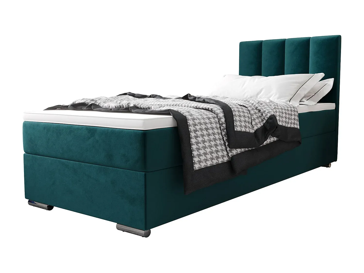Boxspringbett 80x200 Blau mit Bettkasten und Topper
