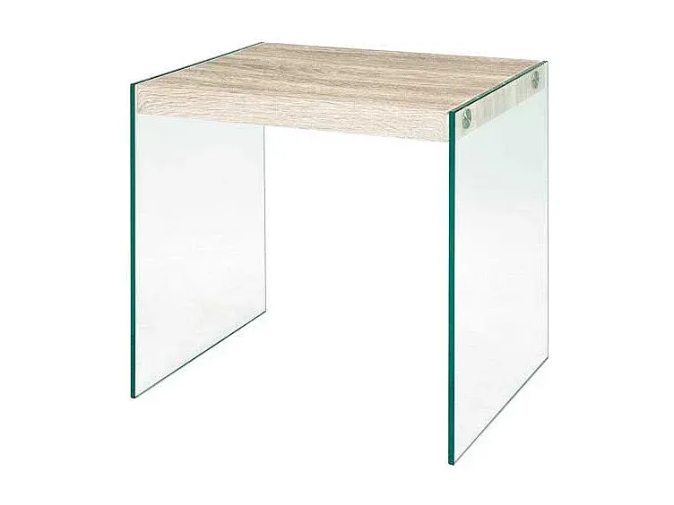 Moderner Beistelltisch aus Eichenholz mit Glasplatte