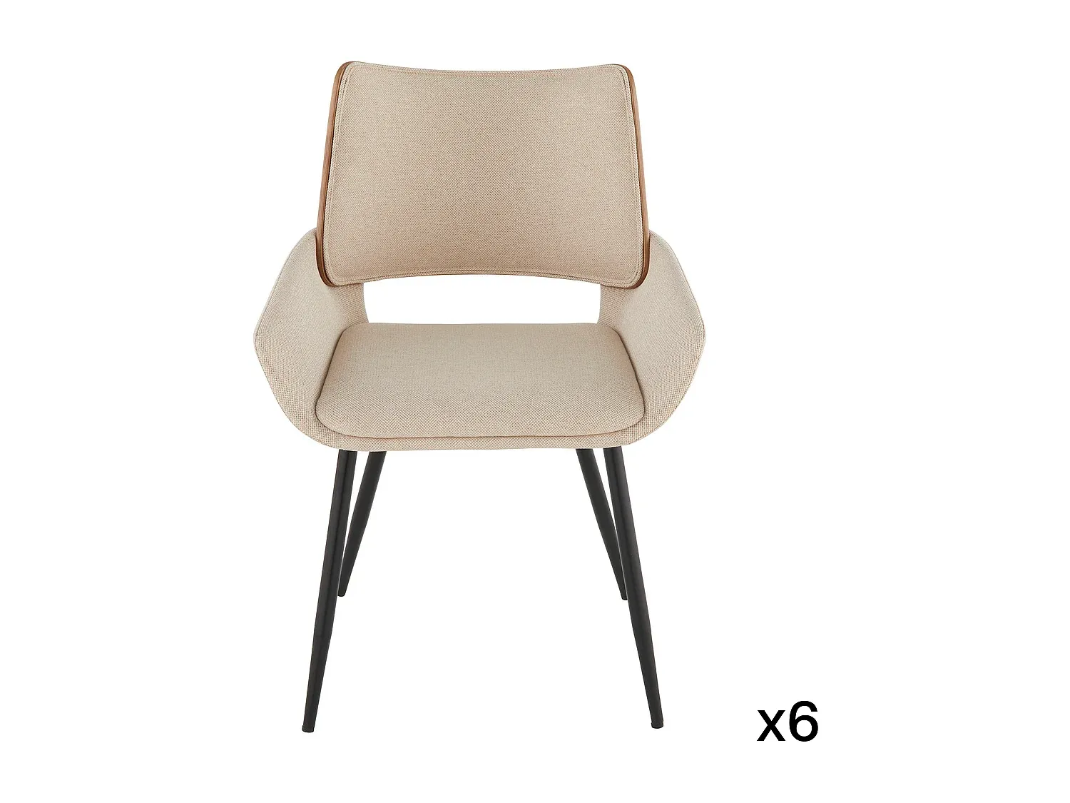 Esszimmerstühle Set Beige Stoff 6er Pack