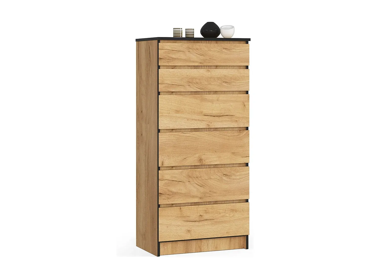 Kommode mit 6 Schubladen in Eicheoptik, 60x130x40 cm