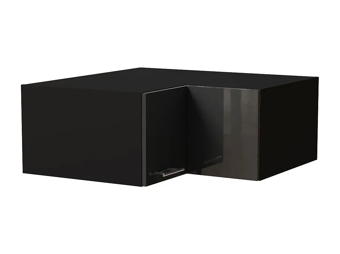 Eckaufsatzschrank in Hochglanz Graphit mit Matt Schwarz