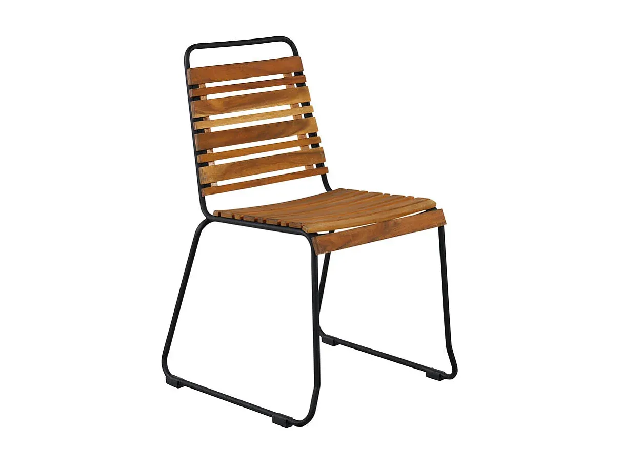 Stapelbarer Gartenstuhl aus Akazienholz in Schwarz