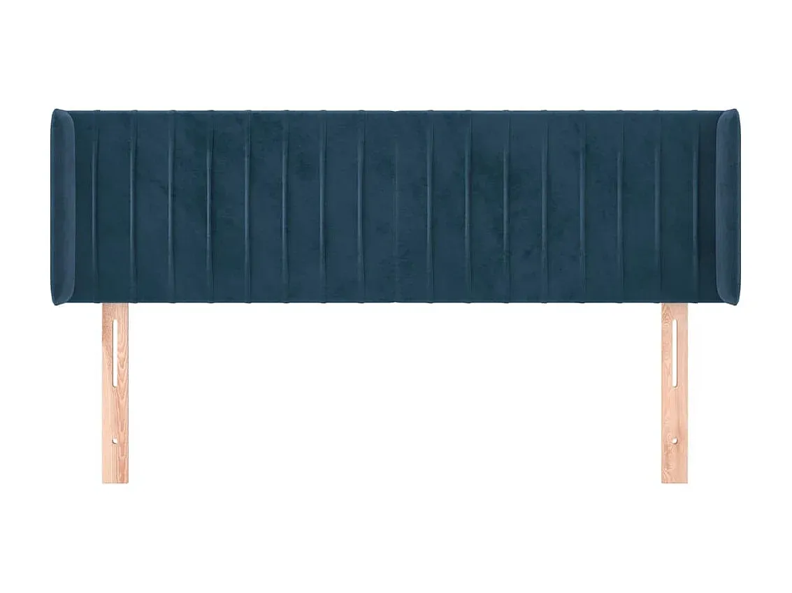 Bettkopfteil aus Samt in Dunkelblau 147x16x78/88 cm