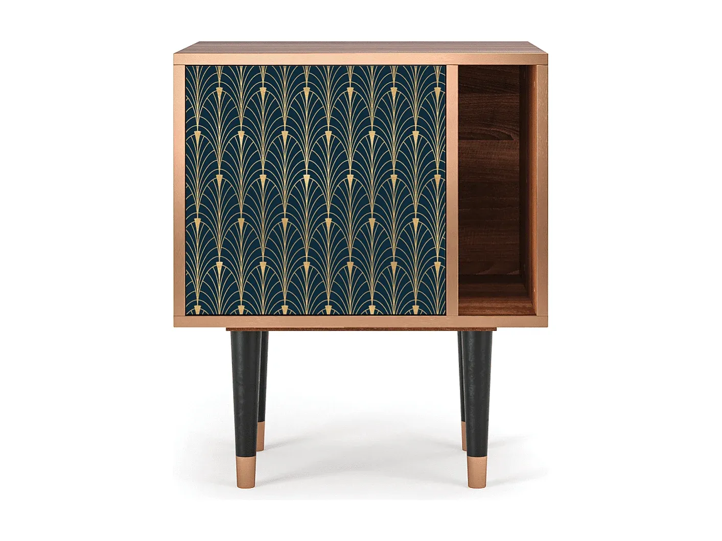 Kompakter Nachttisch mit Walnussfinish