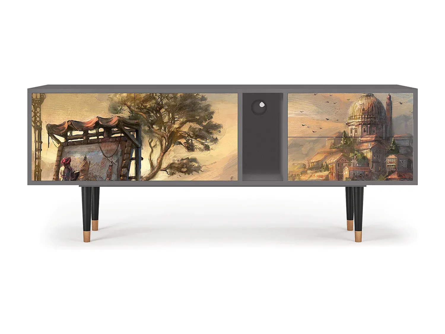 Moderner TV-Schrank in Grau, 170x69x48 cm