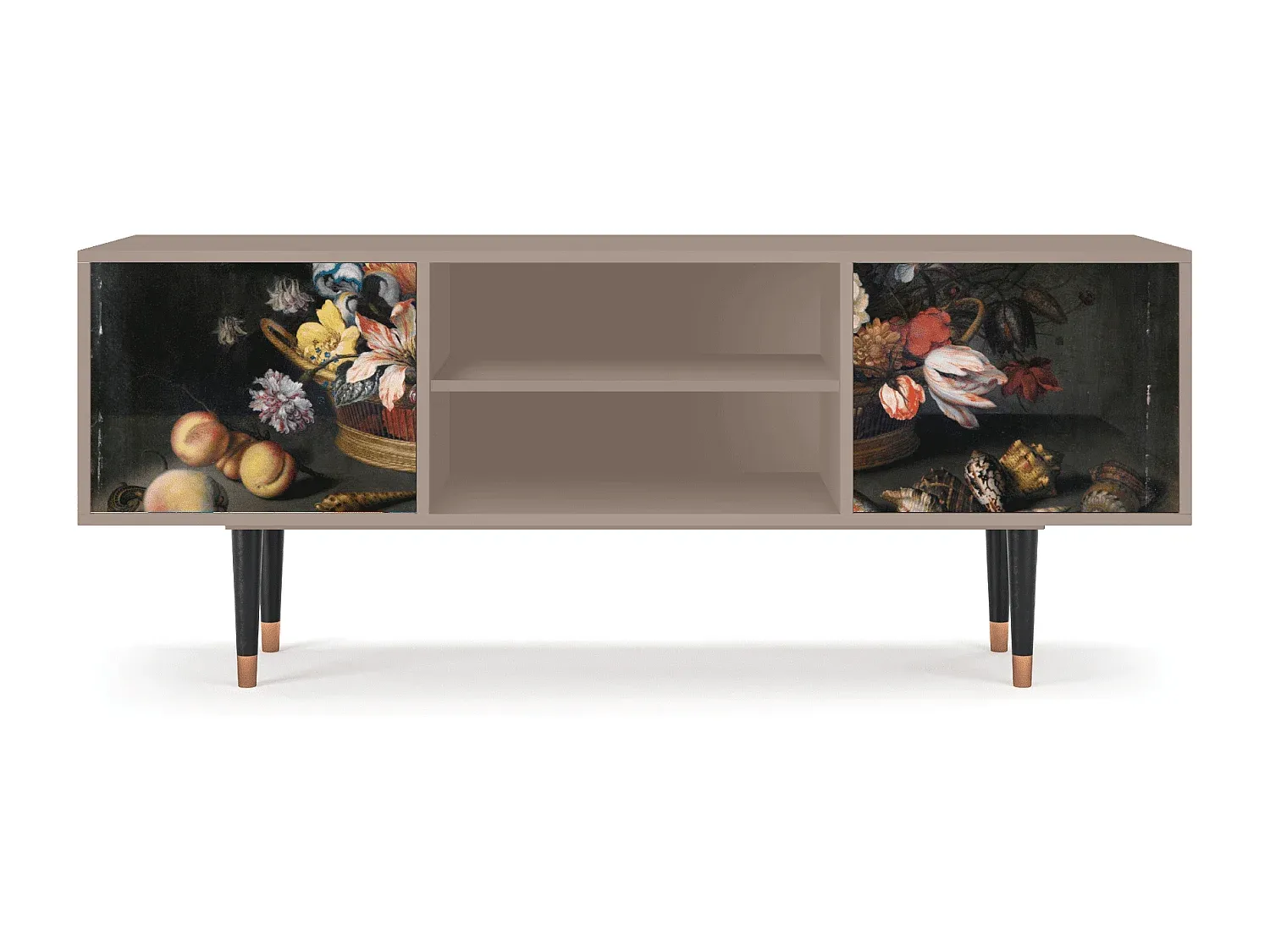 Fernsehschrank - Holzoptik - Blumenmuster