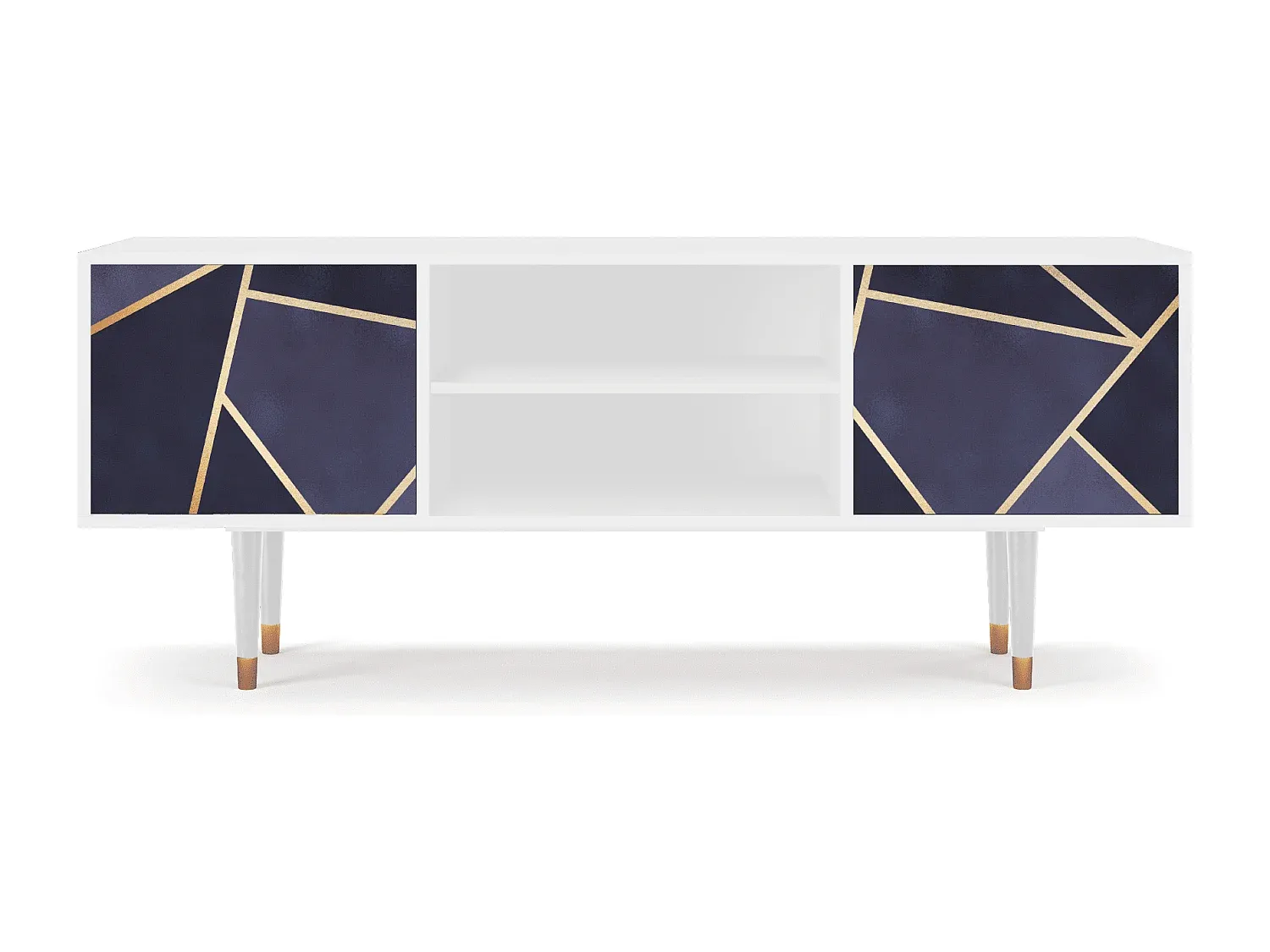 Modernes TV-Möbel mit Ablageflächen und Schubladen, Weiß