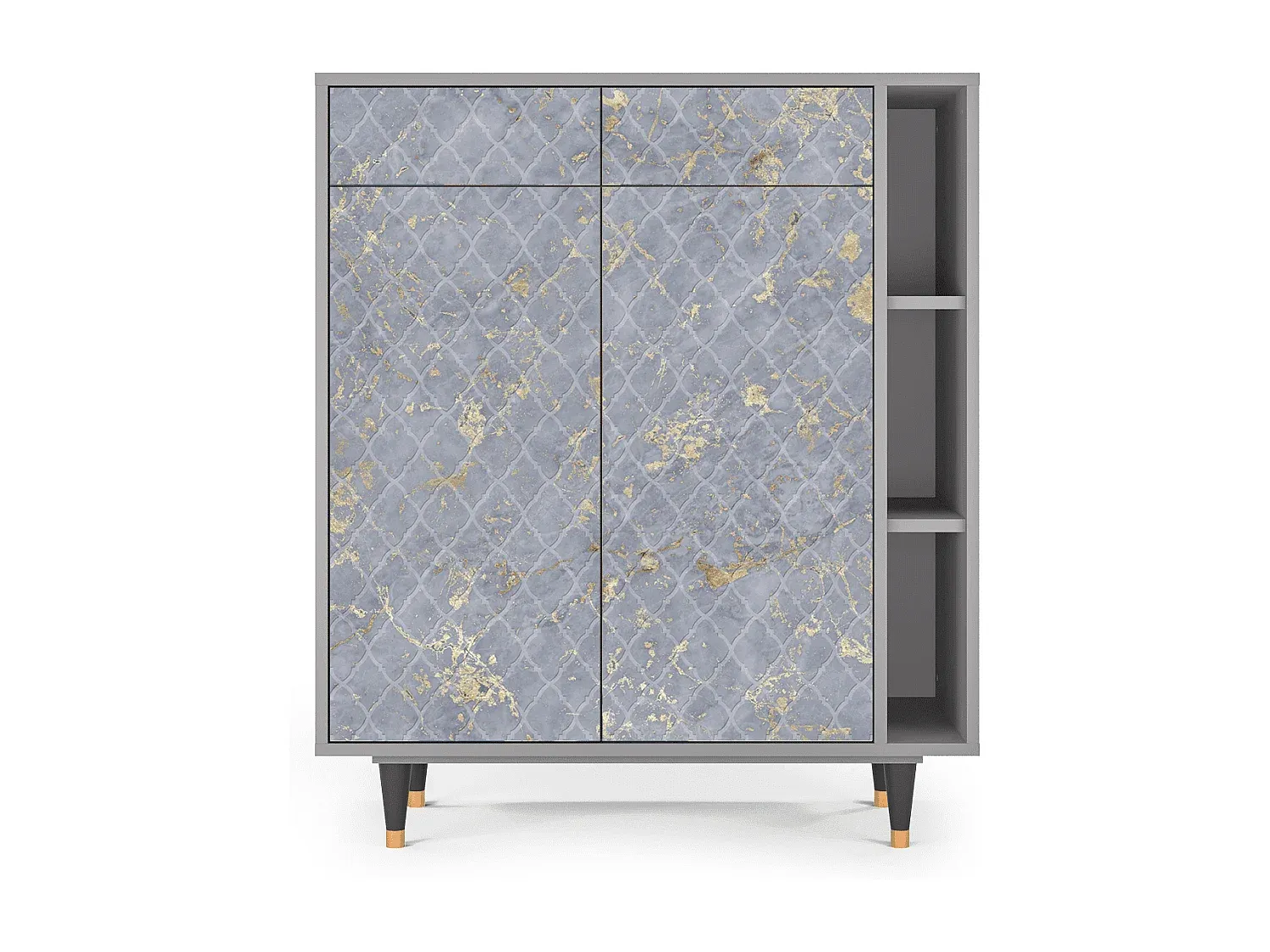 Elegantes Sideboard mit goldenem Rauchglas, grau