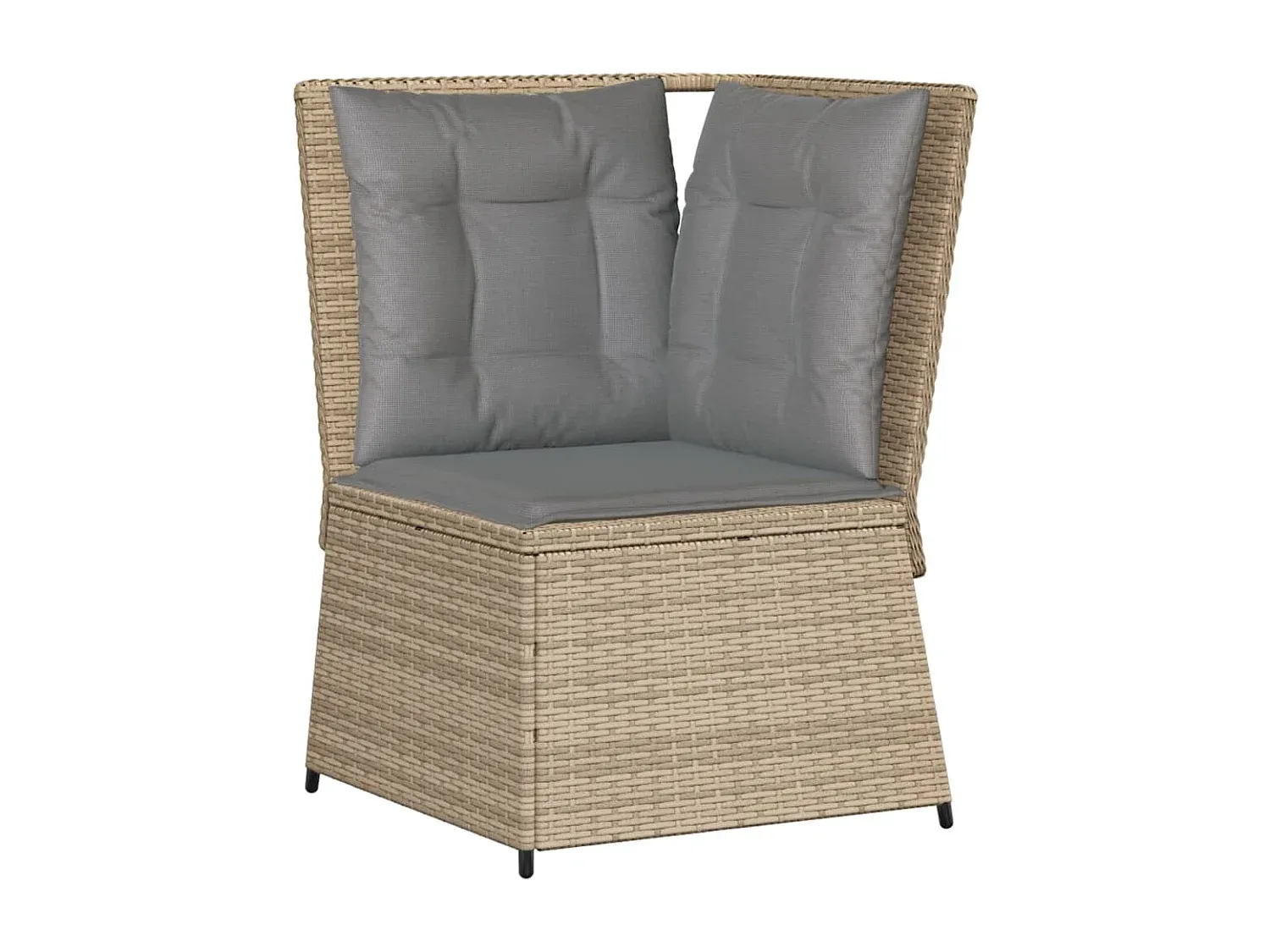 Modulares Garten-Ecksofa aus Poly Rattan mit Kissen Beige