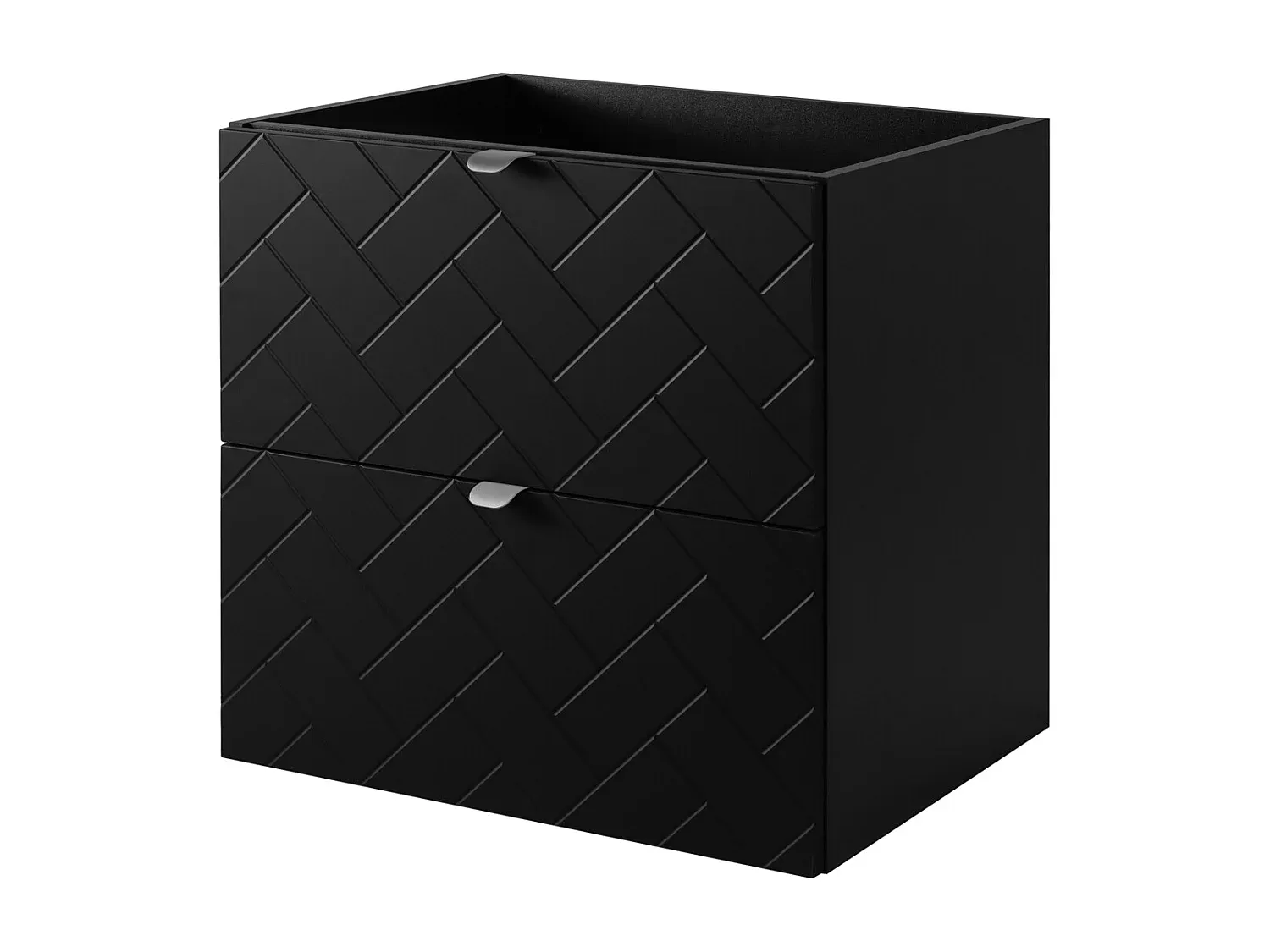 Eleganter Badezimmerschrank in Mattschwarz mit Silbergriffen