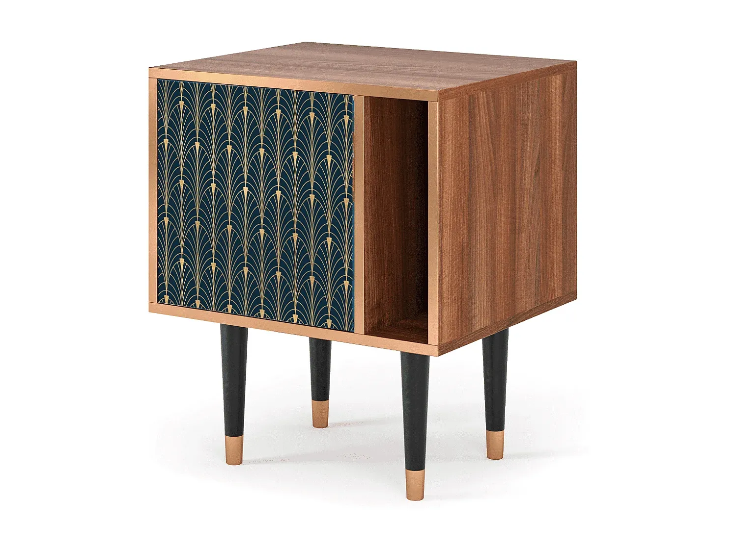 Kompakter Nachttisch mit Walnussfinish