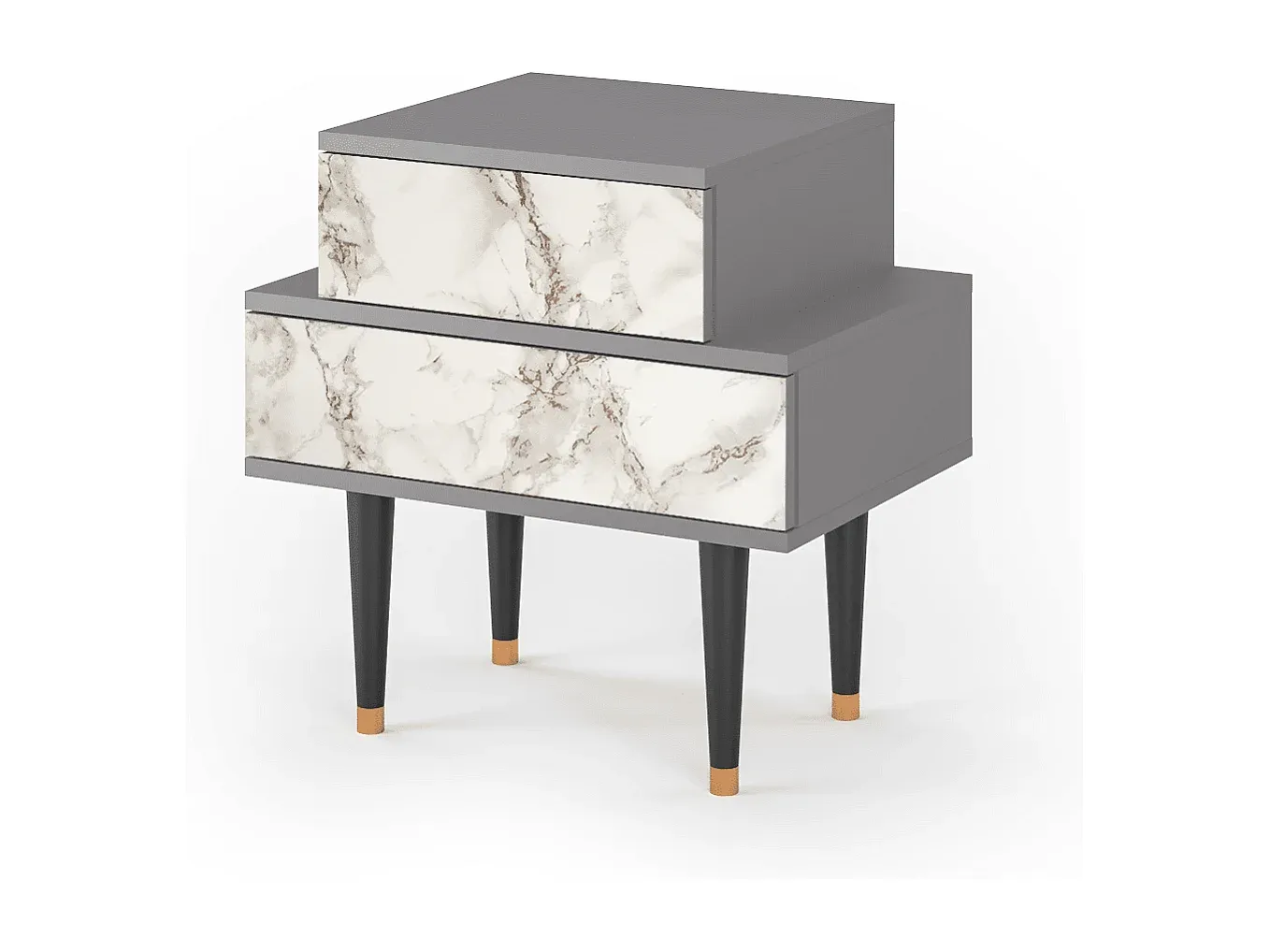 Moderner Nachttisch mit Marmoroptik, Grau