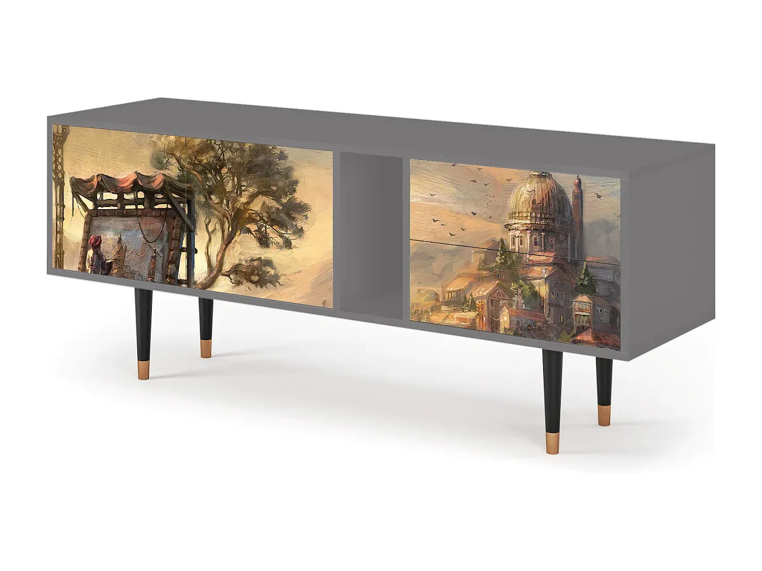 Moderner TV-Schrank in Grau, 170x69x48 cm