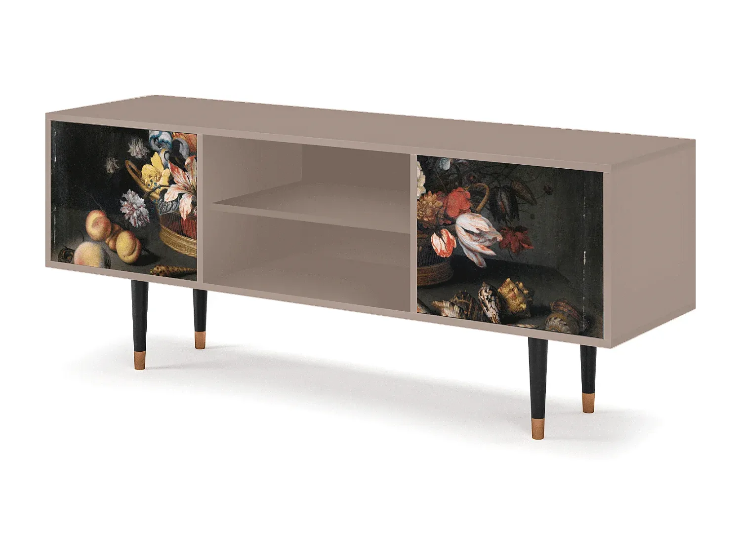 Fernsehschrank - Holzoptik - Blumenmuster