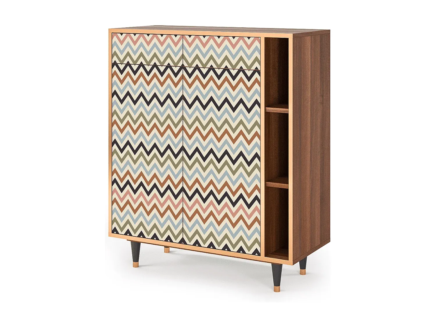 Moderner Sideboard mit Walnuss-Finish und heller Maserung