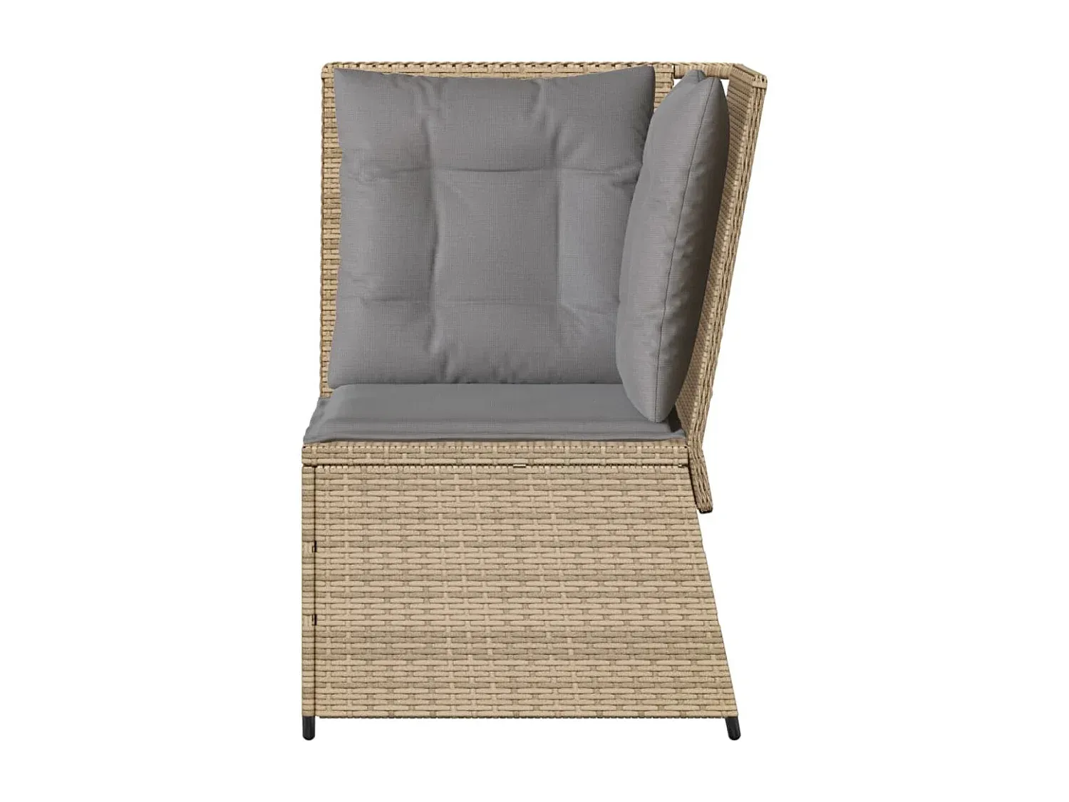 Modulares Garten-Ecksofa aus Poly Rattan mit Kissen Beige