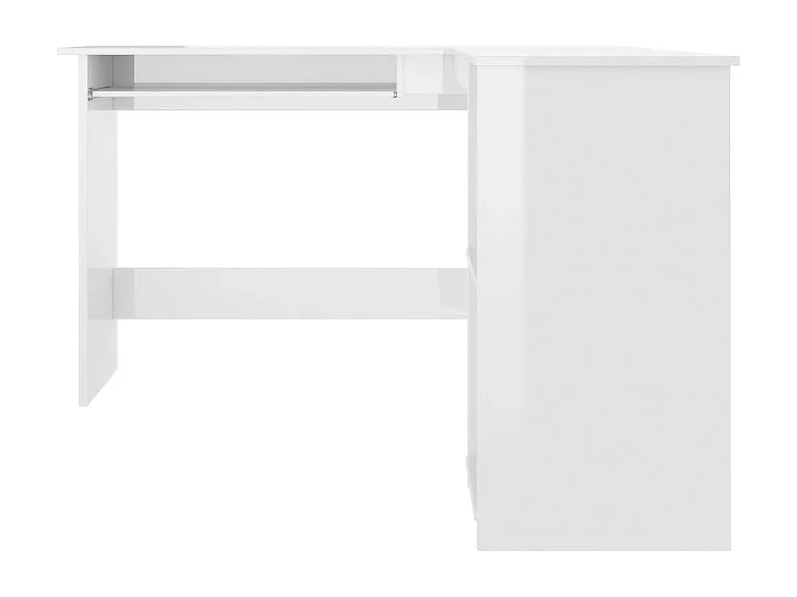 Moderner L-förmiger Eckschreibtisch in Weiß Hochglanz