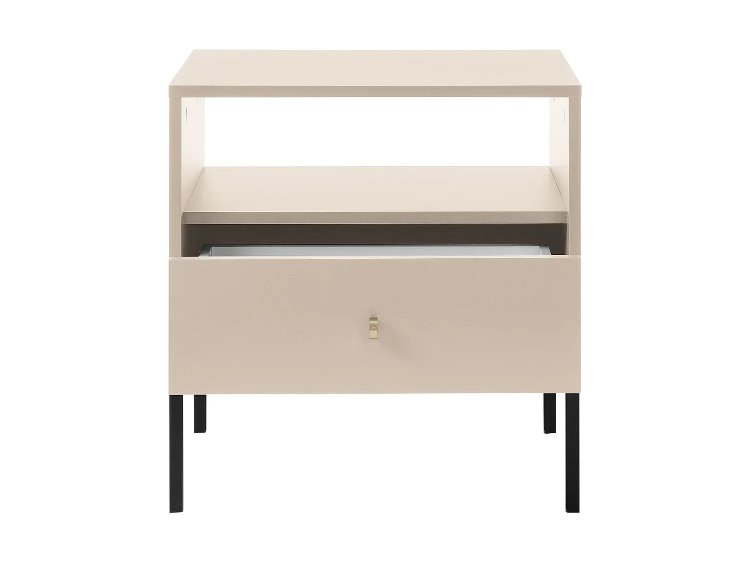 Nachttisch Set mit Schublade und Ablage in Beige