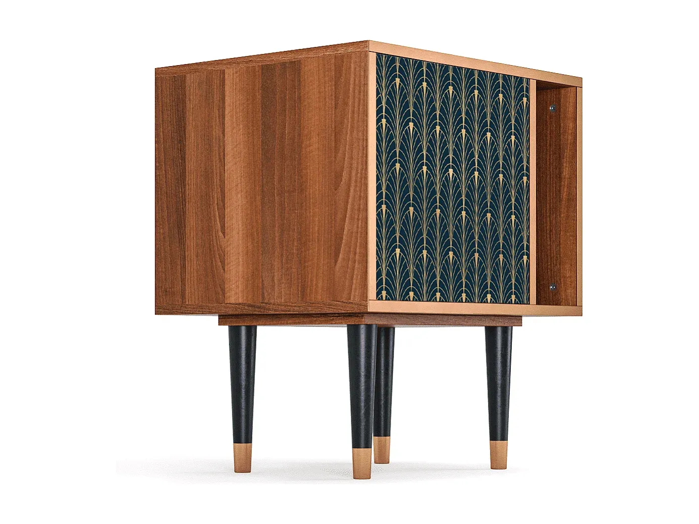 Kompakter Nachttisch mit Walnussfinish