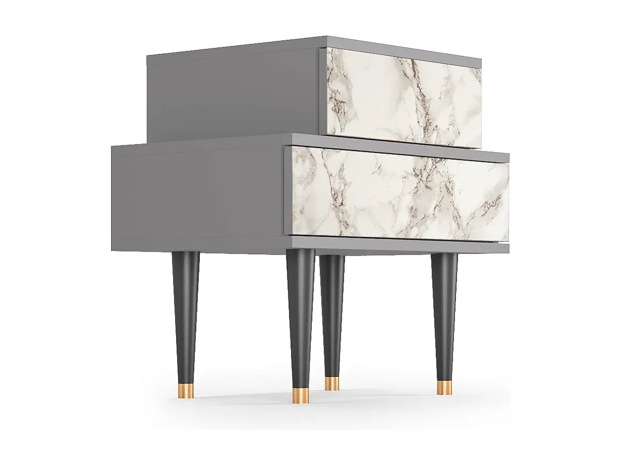 Moderner Nachttisch mit Marmoroptik, Grau