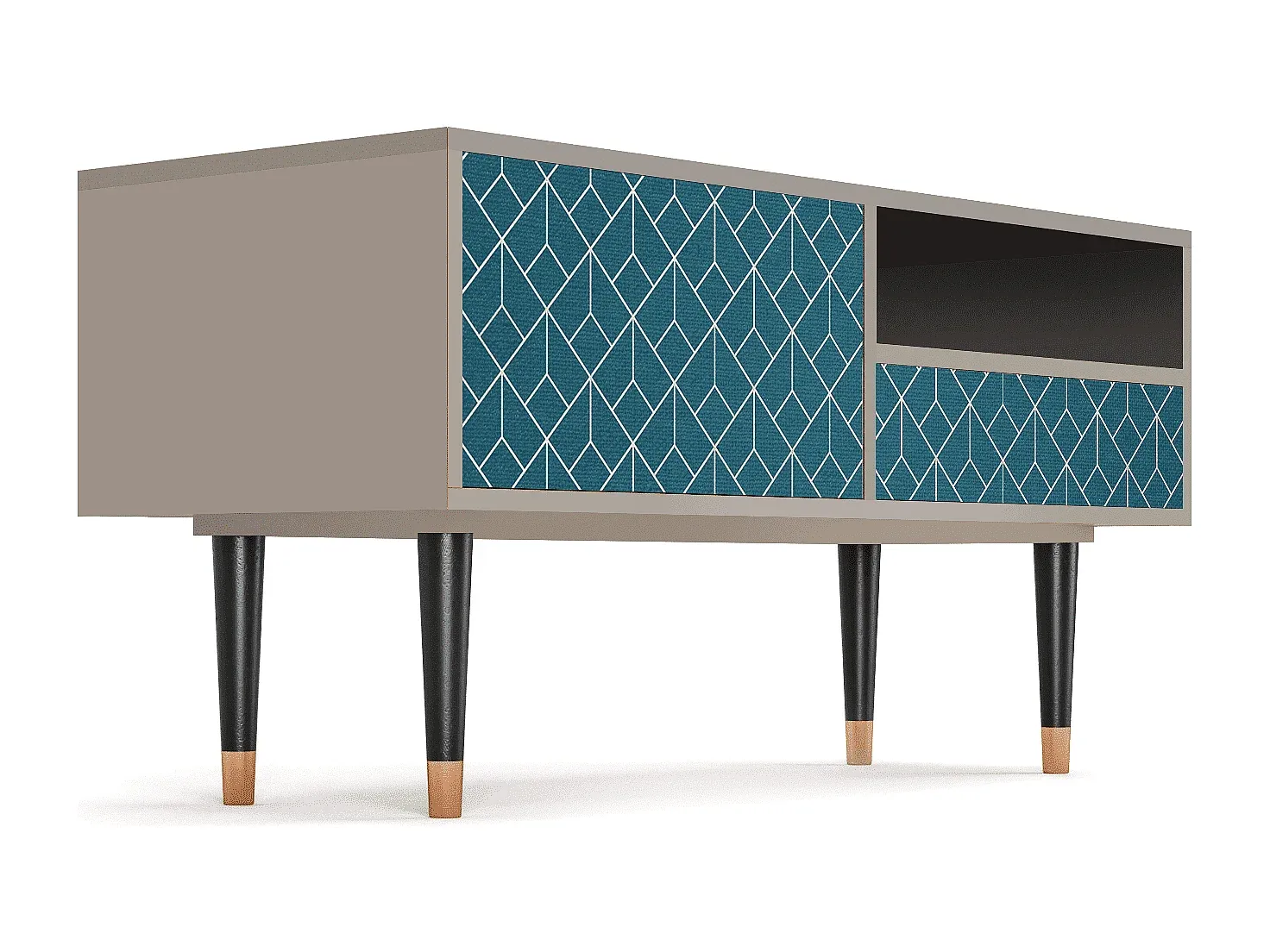 Fernsehschrank - Geometrisches Design - Türkis und Sand