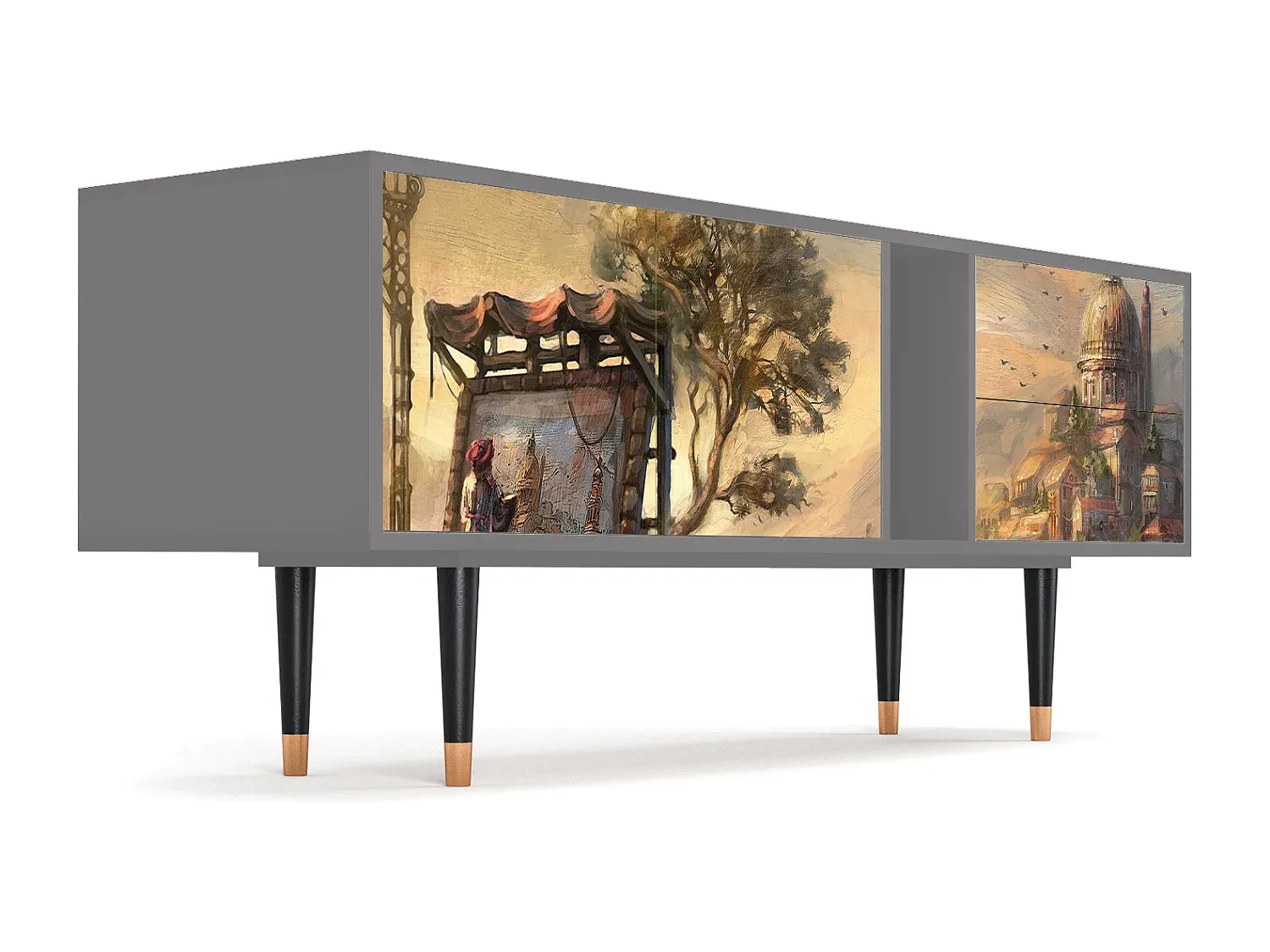 Moderner TV-Schrank in Grau, 170x69x48 cm