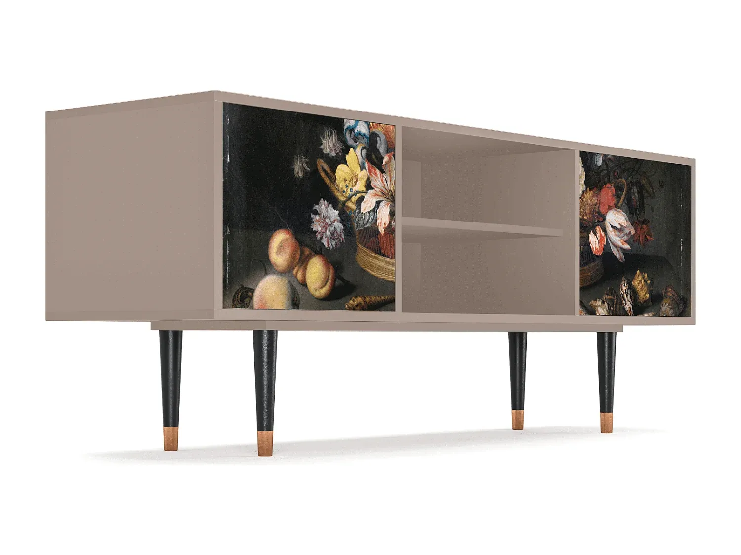 Fernsehschrank - Holzoptik - Blumenmuster