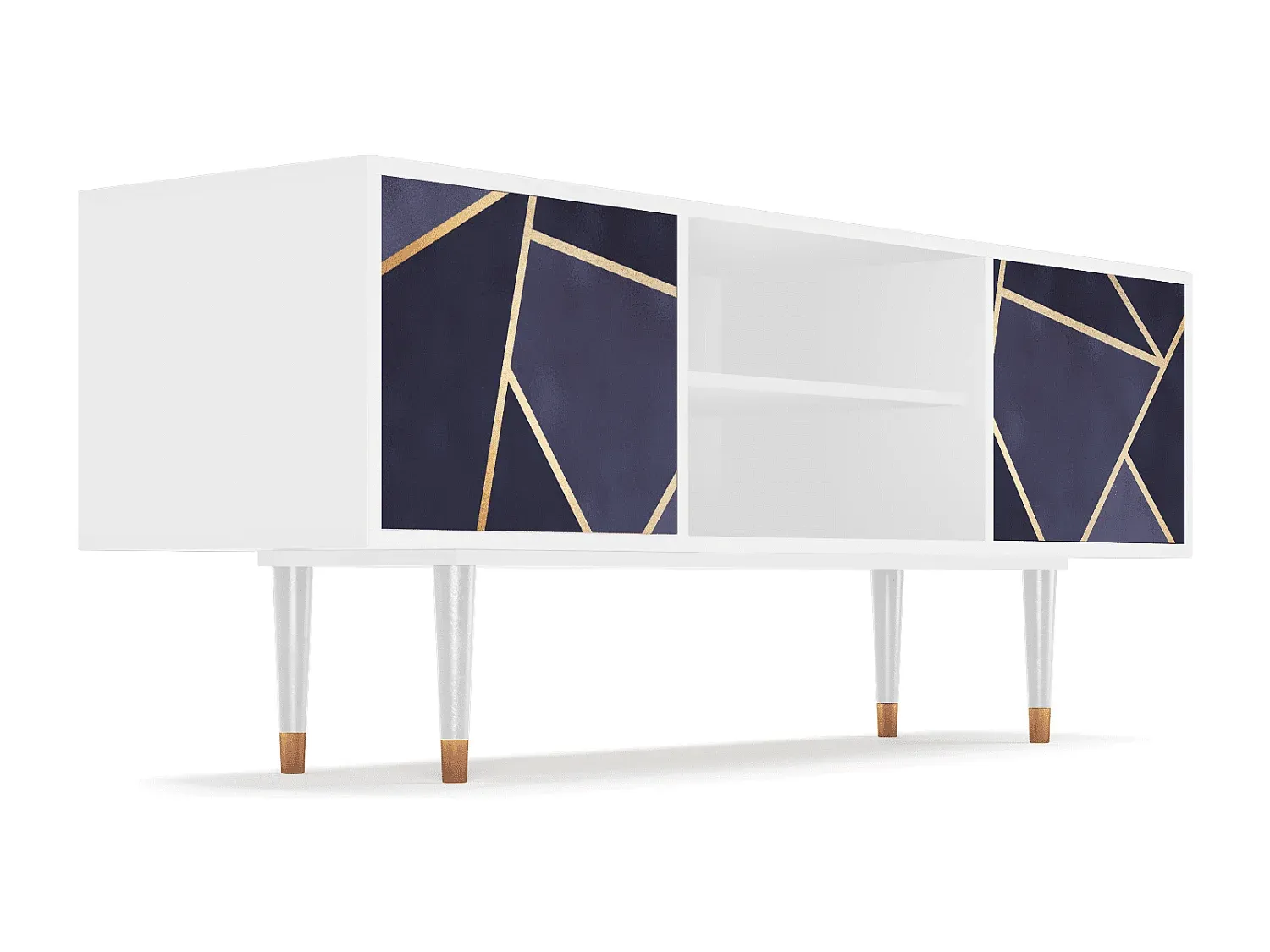 Modernes TV-Möbel mit Ablageflächen und Schubladen, Weiß