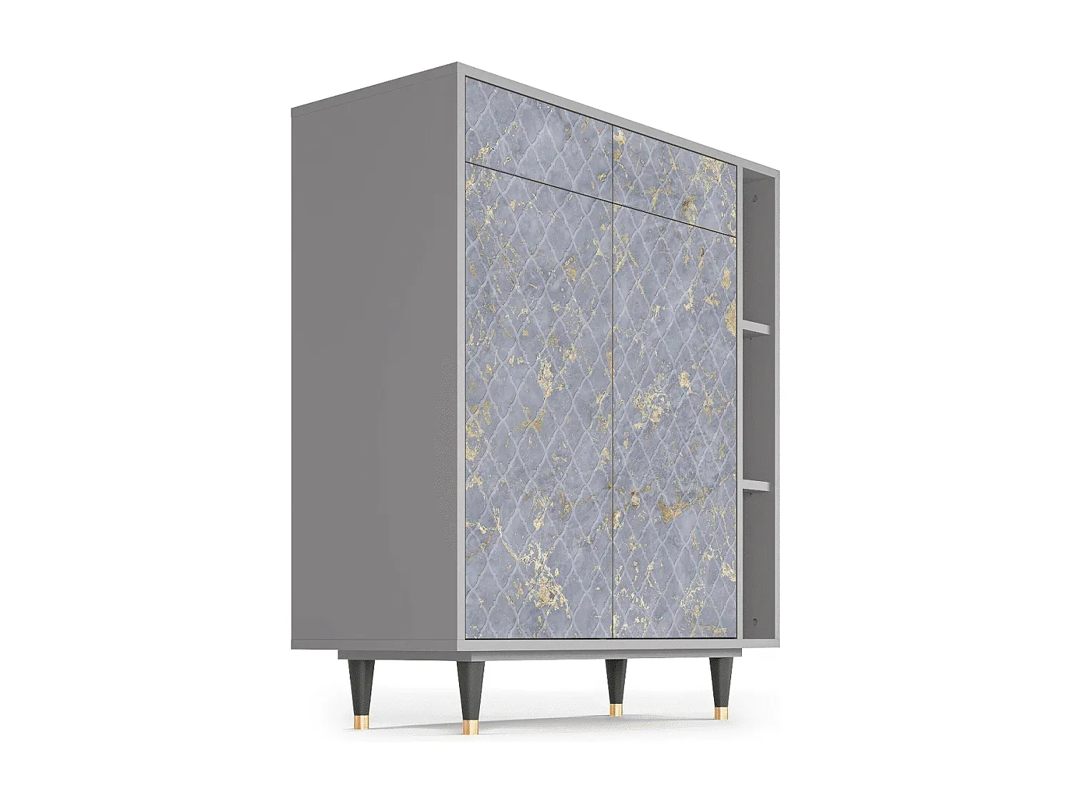 Elegantes Sideboard mit goldenem Rauchglas, grau