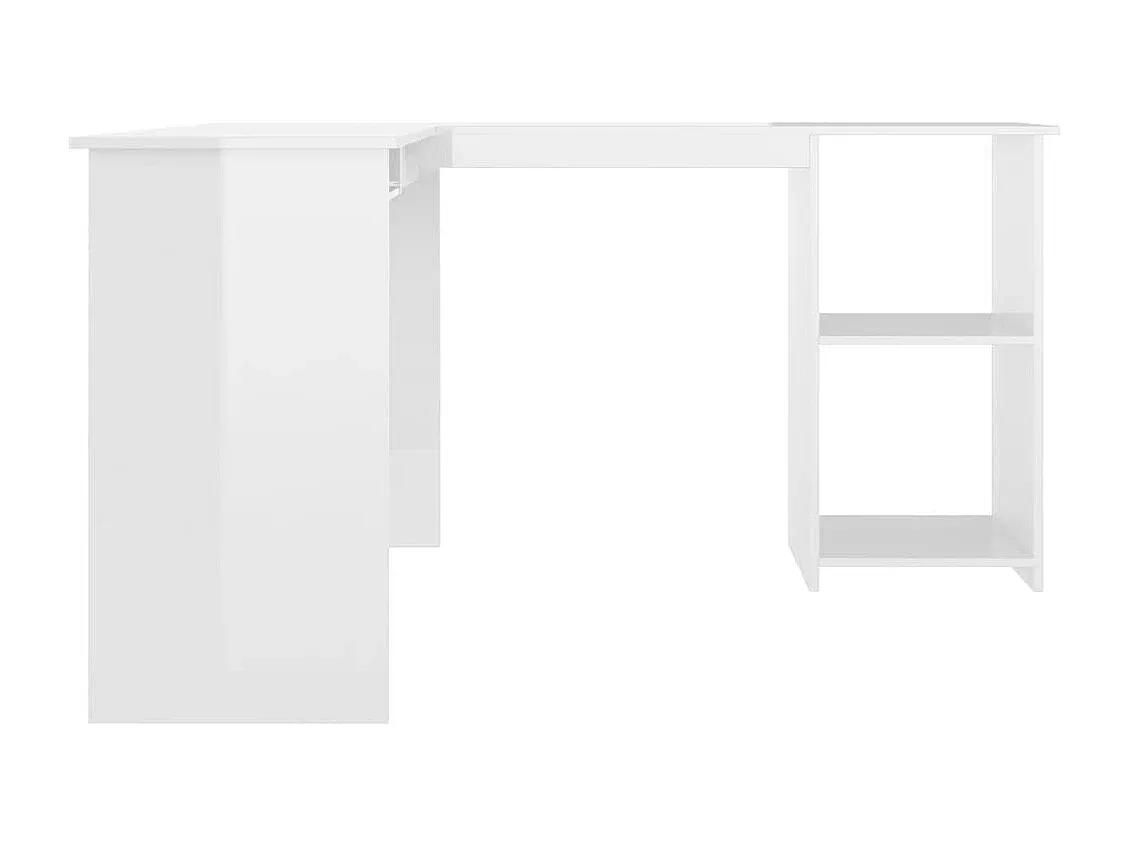 Moderner L-förmiger Eckschreibtisch in Weiß Hochglanz