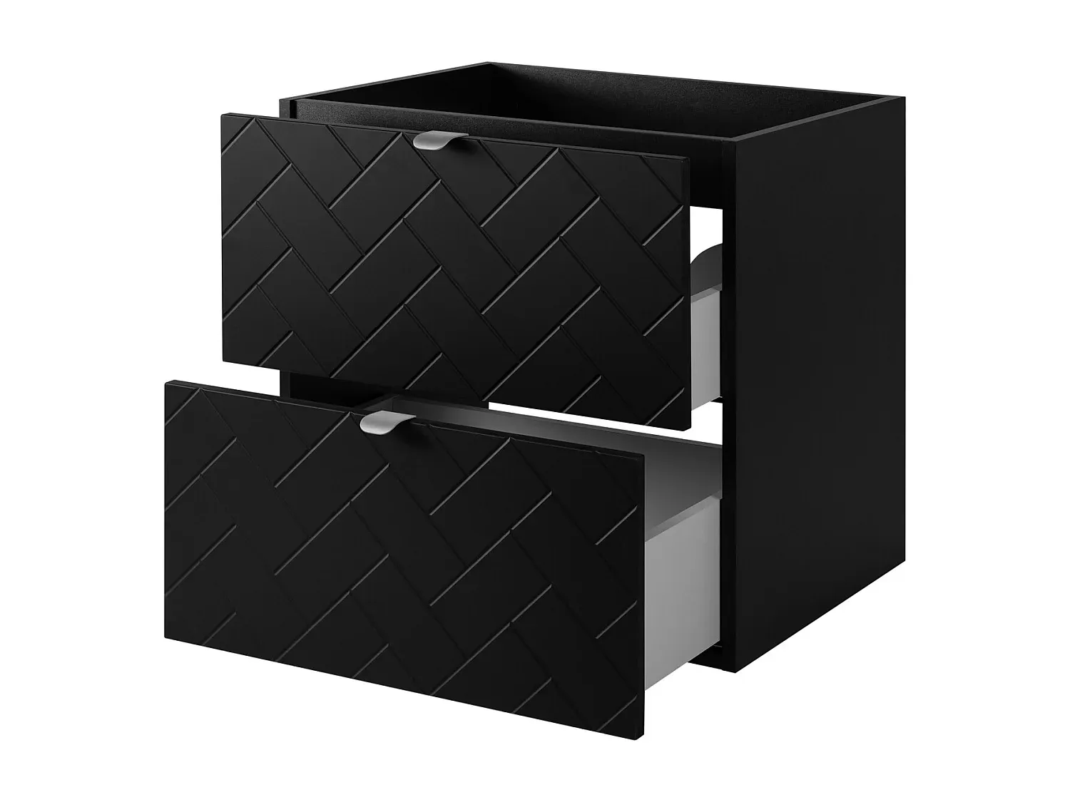 Eleganter Badezimmerschrank in Mattschwarz mit Silbergriffen