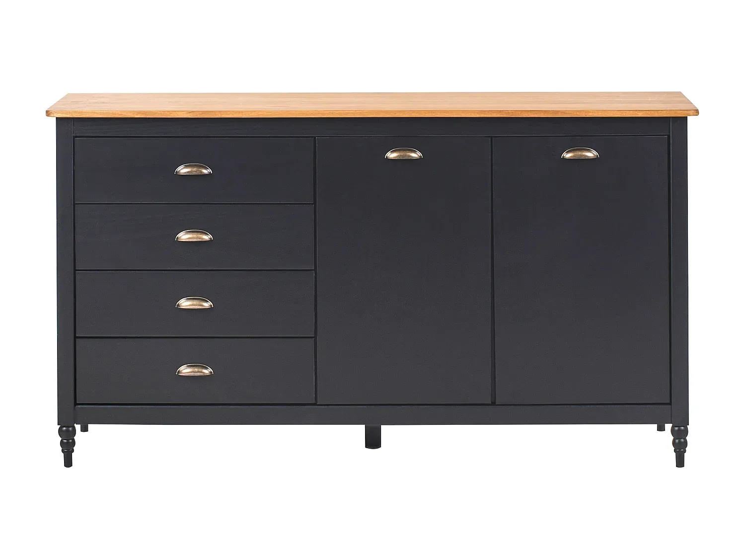 Modernes Sideboard mit Türen und Schubladen, schwarz/hellbraun
