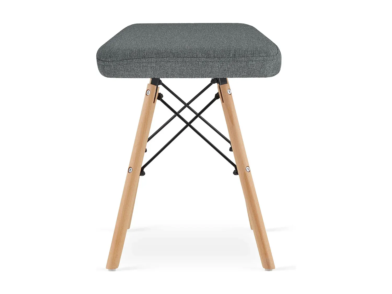 4er-Set Graue Stoffhocker mit Buchenholzbeinen