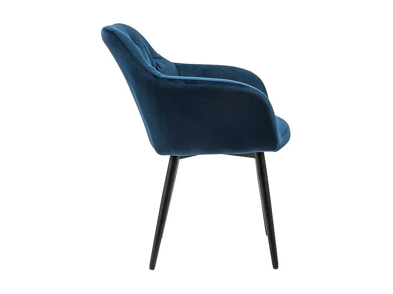 Eleganter Blauer Samtstuhl im Retro-Look