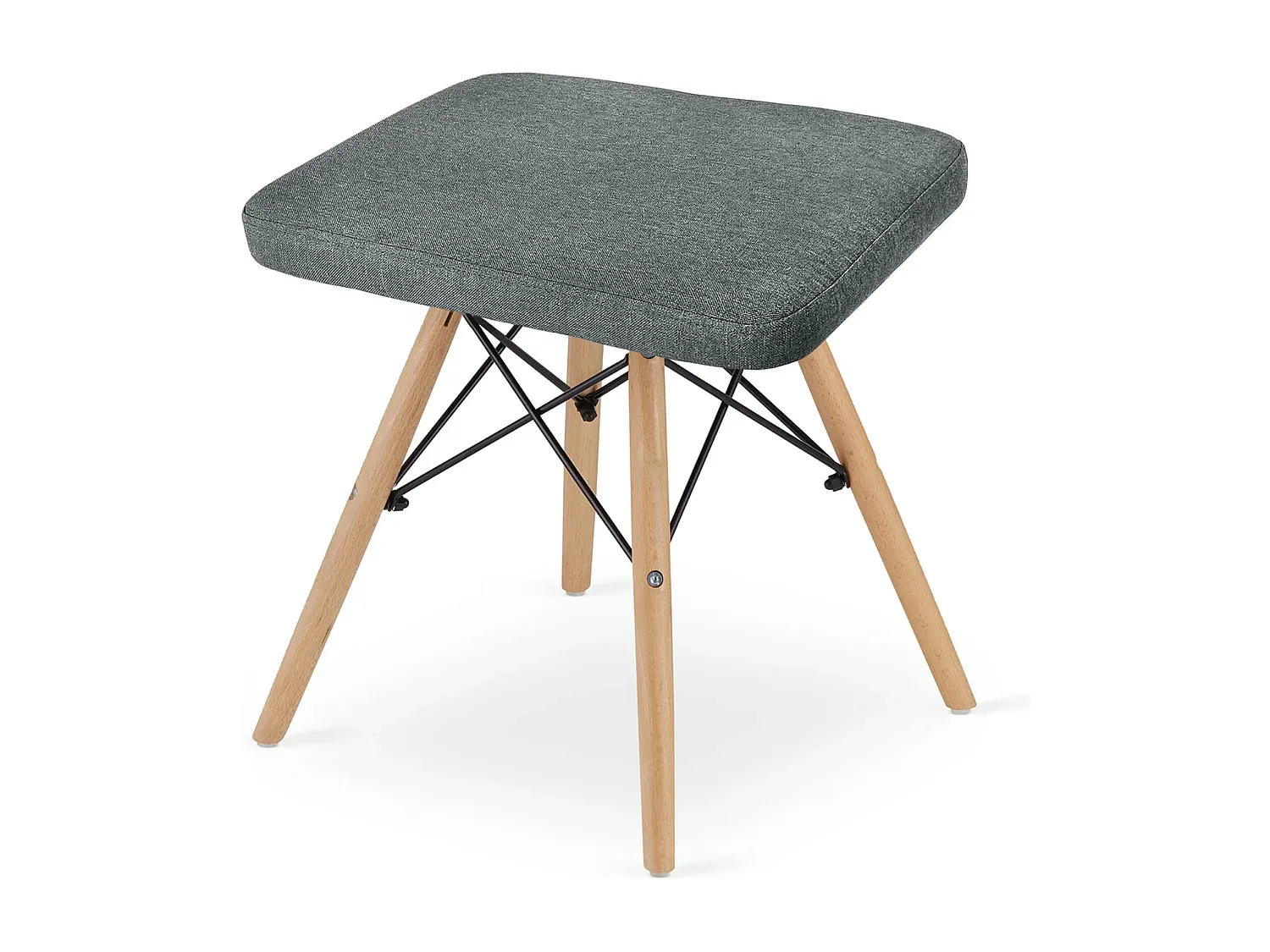 4er-Set Graue Stoffhocker mit Buchenholzbeinen