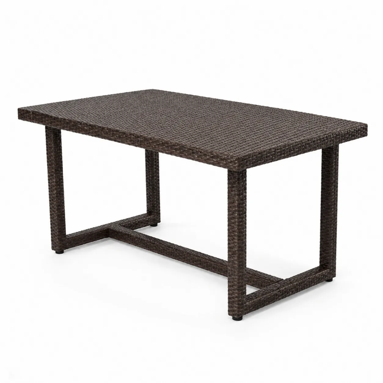 Table en résine tressée marron pour extérieur