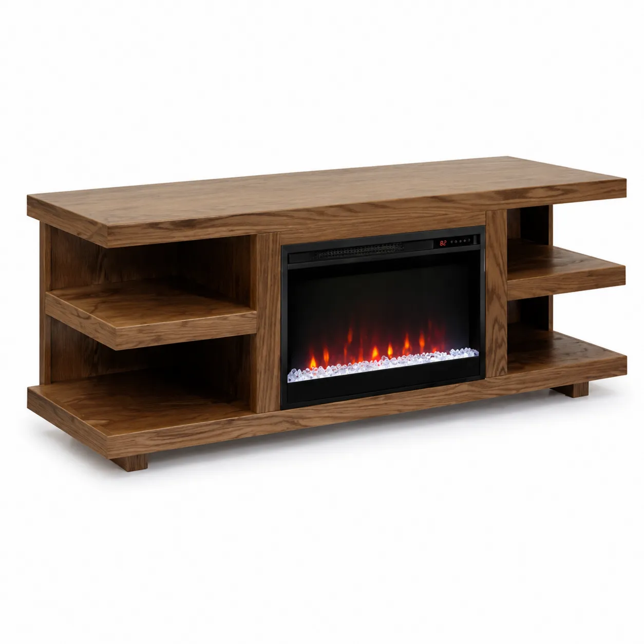 Meuble TV en Bois avec Foyer Électrique Marron