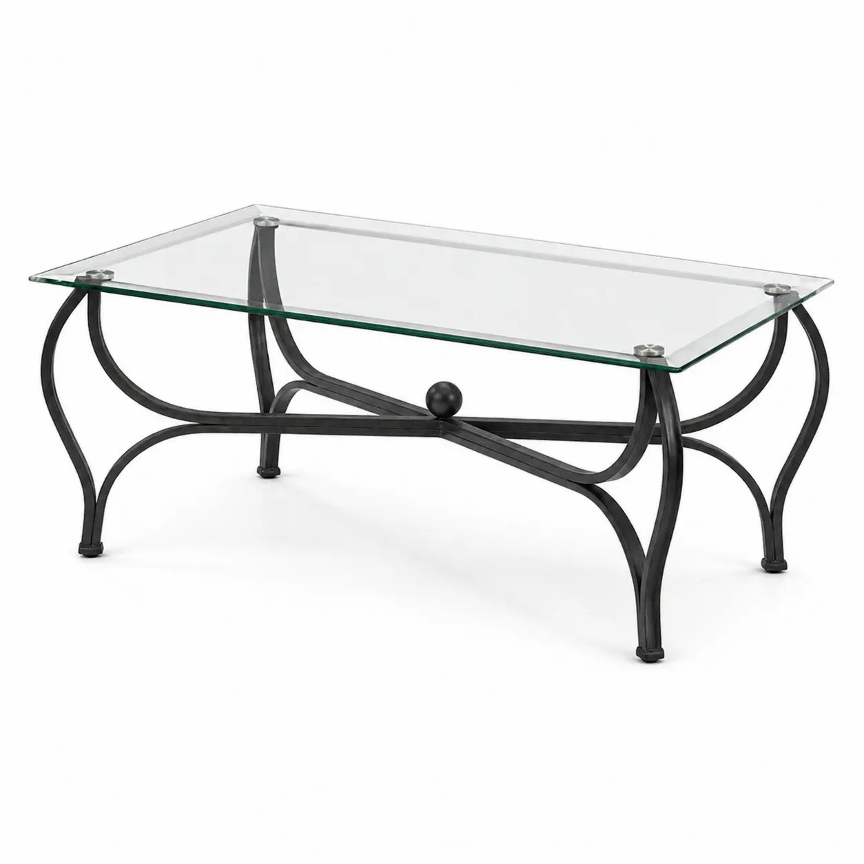 Table basse en verre et métal trempé 110x60x45 cm