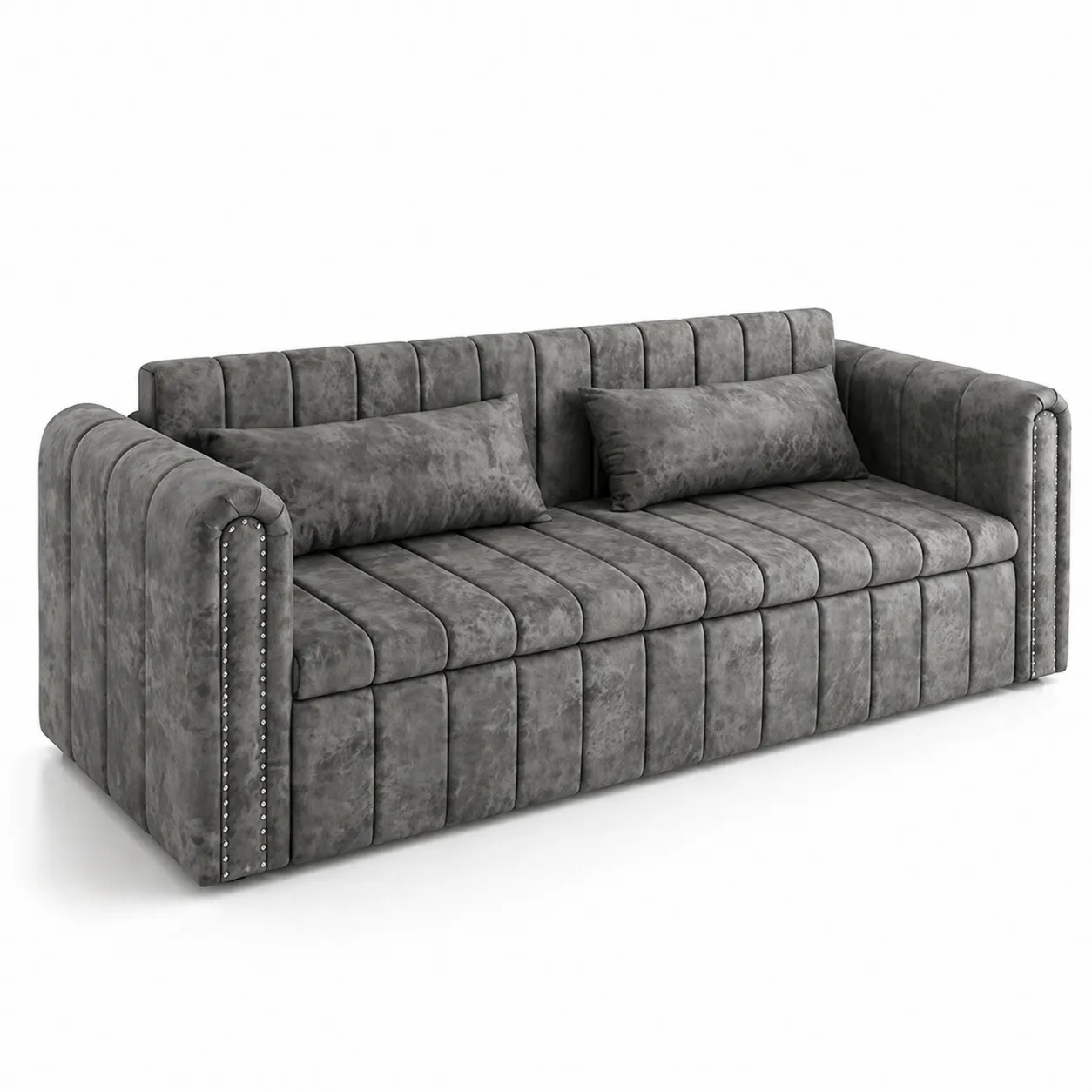 Canapé 3 places en cuir synthétique gris