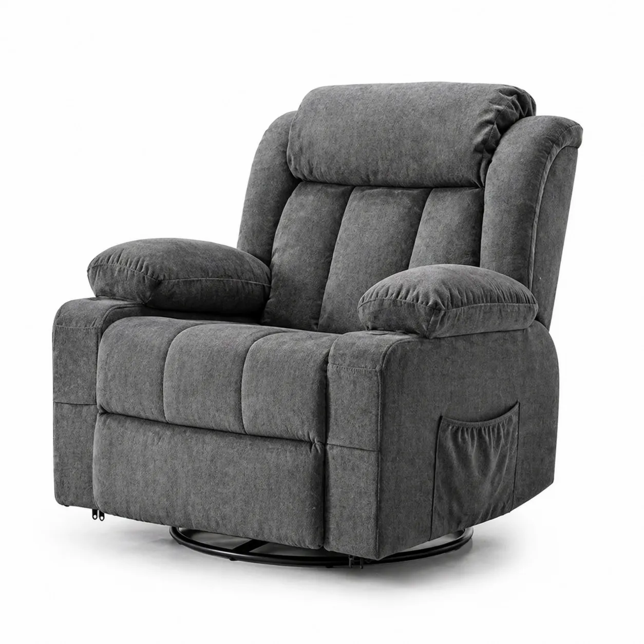 Fauteuil inclinable pivotant en tissu polyester Gris