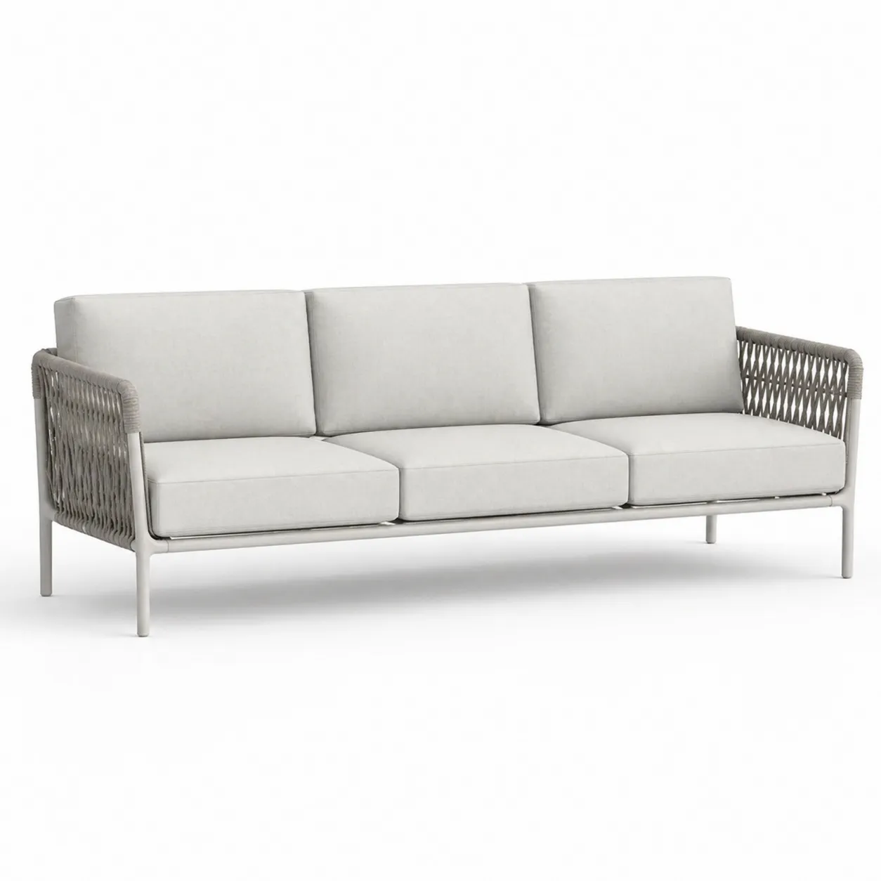 Canapé de jardin 3 places en aluminium et corde