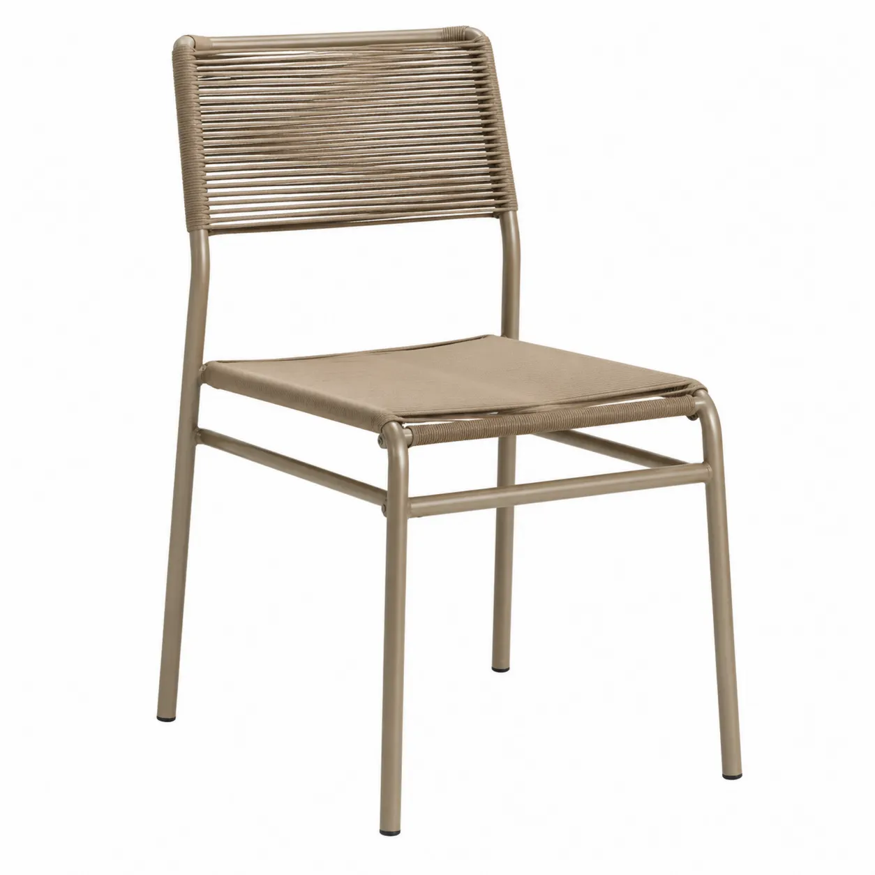 Chaise de jardin en métal et corde polyester Beige 85cm