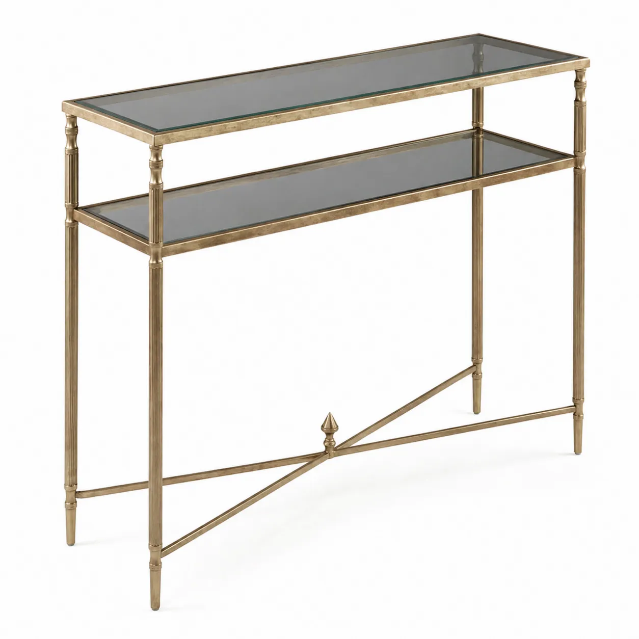 Console en verre trempé et métal doré