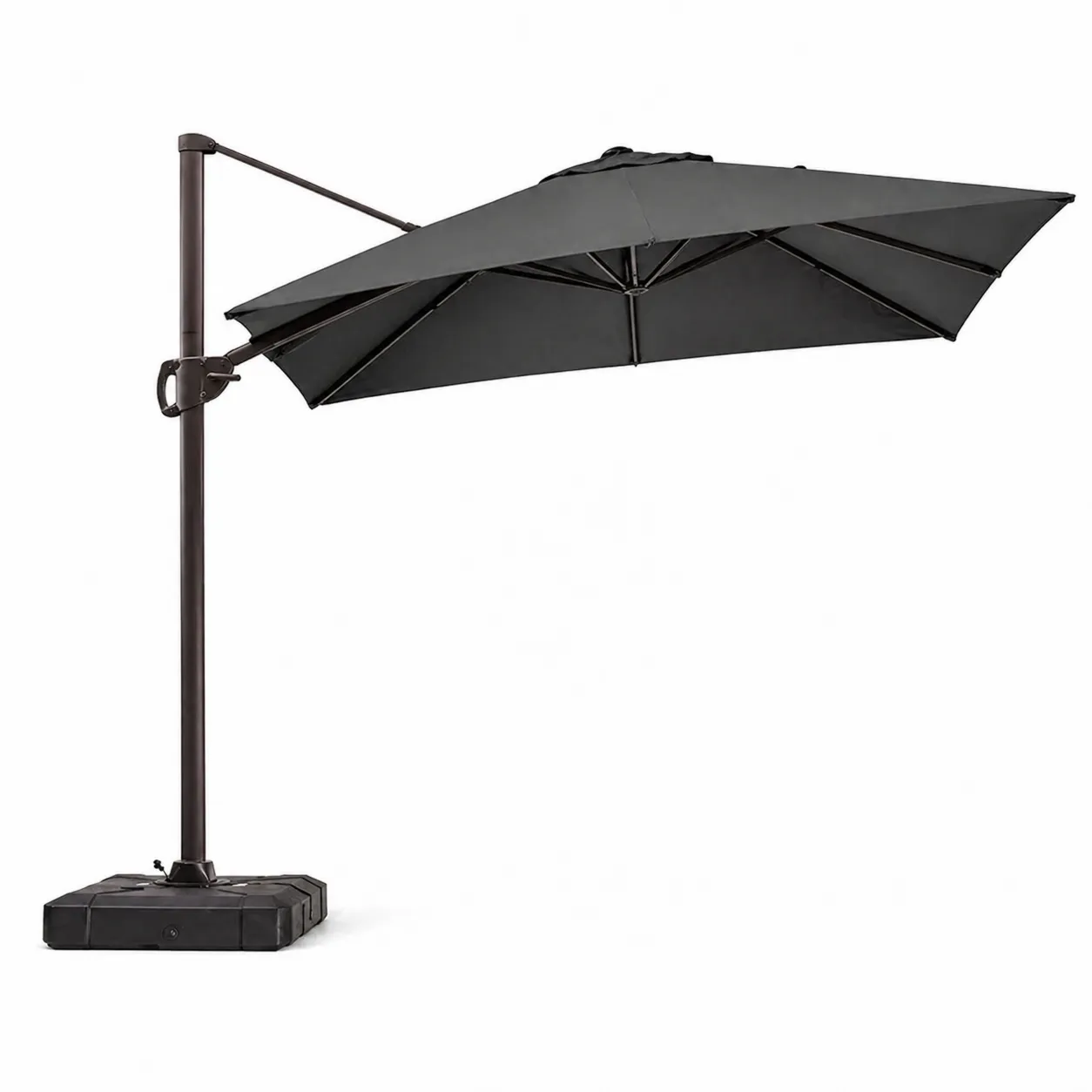 Parasol déporté rond 300 cm polyester aluminium Noir