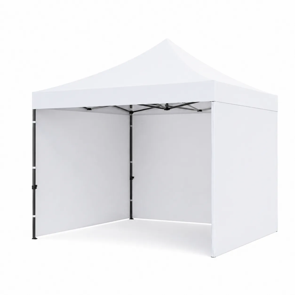 Tente pliante extérieure 3x3 m en polyester blanc et cadre métallique