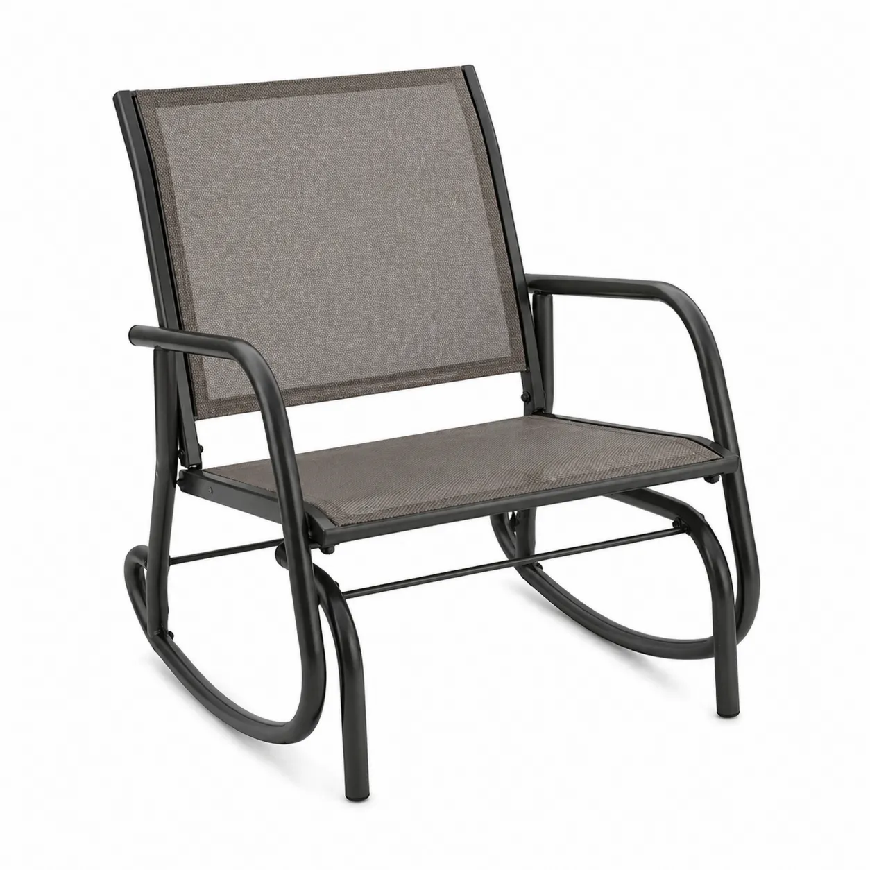 Banc à bascule de jardin en métal et tissu